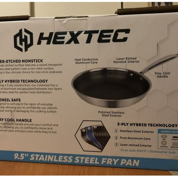 HEXTEC 9.5" Stainless Steel Fry Pan Brand New in box - Picture 2 of 2
